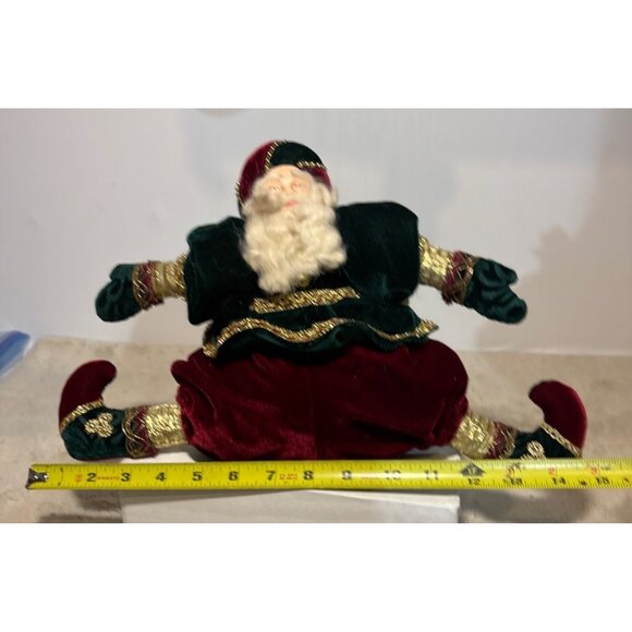 Vintage Santa Draft Stopper Elf Feet Figurine Red & Green Velvet Outfit Christma - Picture 6 of 9